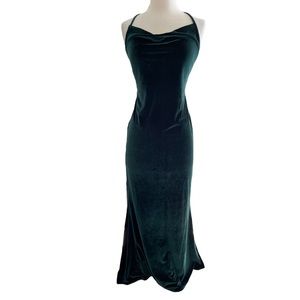 Emerald green smooth velvet dress